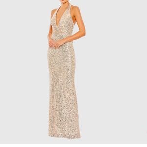 Mac Duggal Sequin Halter [8] Rose Gold